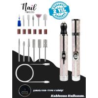 Kablosuz Şarjlı Elektrikli Törpü Makinesi Freze Manikür Pedikür Profesyonel Tırnak Bakımı Seti
